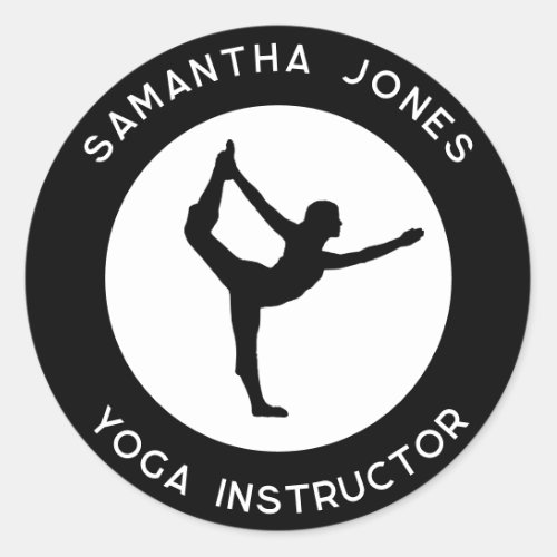 Yoga studio instructor dancer pose modern business classic round sticker