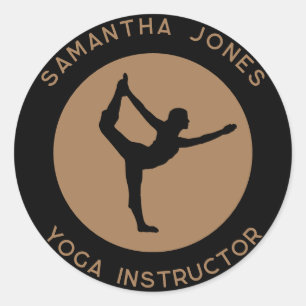 Yoga studio instructor dancer pose modern business classic round sticker