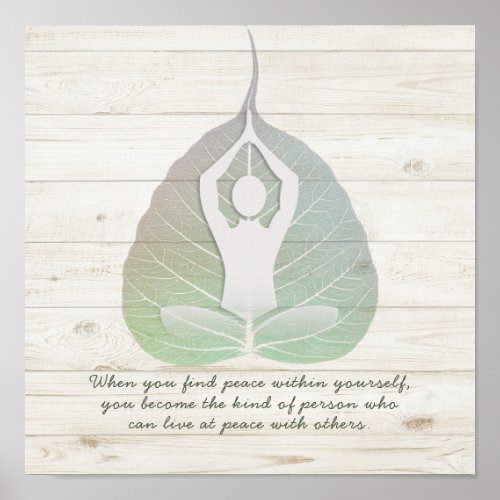 Yoga Studio Instructor Meditation Bodhi Leaf Quote Poster
