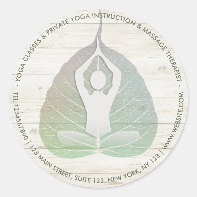 Yoga Studio Instructor Meditation Pose Bodhi Leaf Classic Round Sticker (Front)