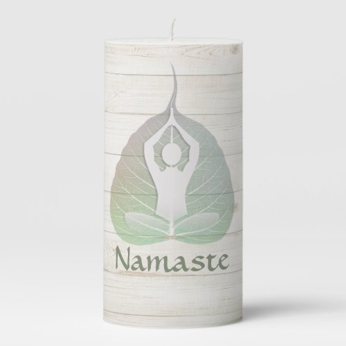 Yoga Studio Instructor Meditation Pose Bodhi Leaf Pillar Candle