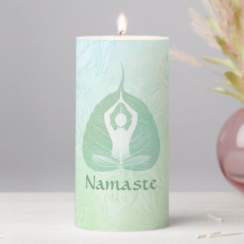 Yoga Studio Instructor Meditation Pose Bodhi Leaf  Pillar Candle