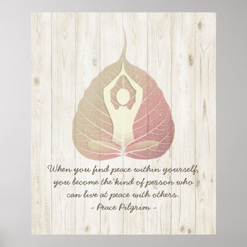 Yoga Studio Instructor Meditation Pose Bodhi Leaf Poster