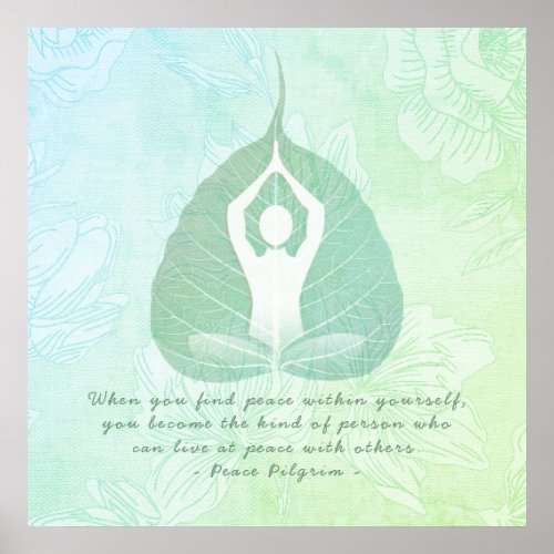 Yoga Studio Instructor Meditation Pose Bodhi Leaf  Poster