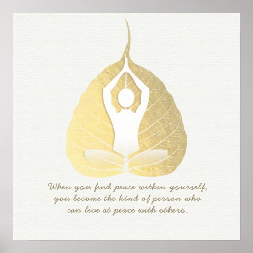 Yoga Studio Instructor Meditation Pose Bodhi Leaf  Poster