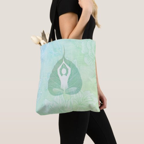 Yoga Studio Instructor Meditation Pose Bodhi Leaf  Tote Bag