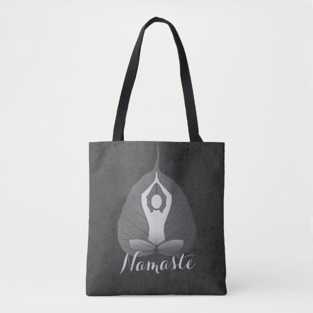Yoga Studio Instructor Meditation Pose Bodhi Leaf Tote Bag (Front)