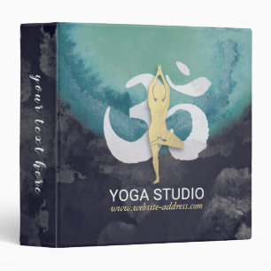 Yoga Studio Instructor Meditation Pose OM Symbol 3 Ring Binder