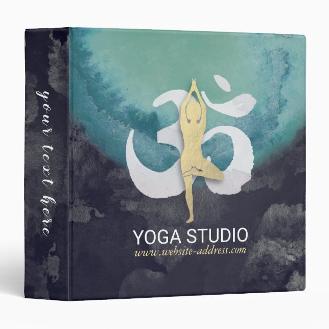 Yoga Studio Instructor Meditation Pose OM Symbol 3 Ring Binder (Front/Spine)