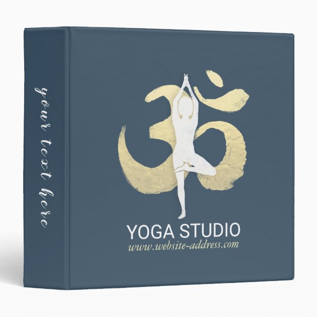 Yoga Studio Instructor Meditation Pose OM Symbol 3 Ring Binder (Front/Spine)