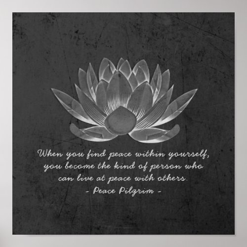 YOGA Studio Instructor Meditation Quote Chic Lotus Poster