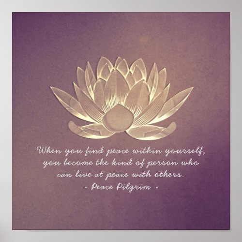 YOGA Studio Instructor Meditation Quote Chic Lotus Poster