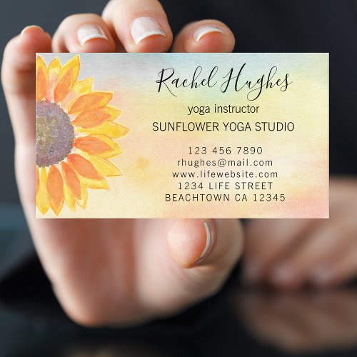 Yoga Studio Instructor Sunflower Business Card