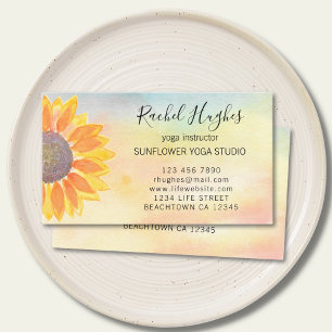 Yoga Studio Instructor Sunflower Business Card