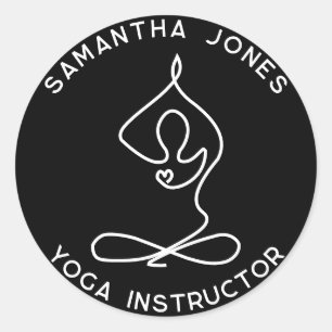 Yoga studio instructor yogi pose modern business classic round sticker