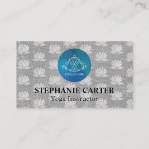 Yoga Studio Logo Lotus Flower Pattern Business Card