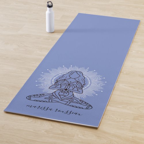 Yoga Studio Lotus Pose Blue Personalized Yoga Mat