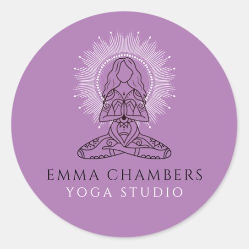 Yoga Studio Lotus Pose Lavender  Classic Round Sticker