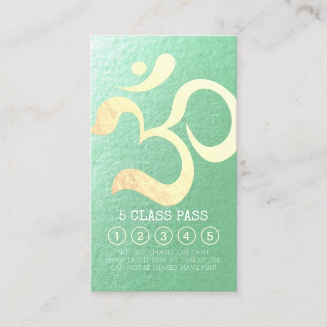 Yoga Studio Meditation Instructor 5 Class Pass OM Loyalty Card (Front)