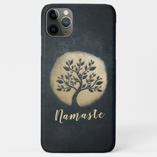 Yoga Studio Meditation Instructor Black Gold Tree iPhone 11 Pro Max Case