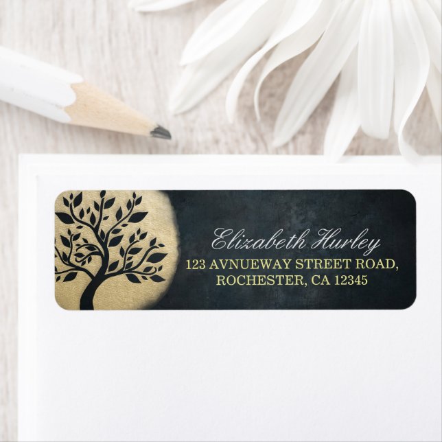 Yoga Studio Meditation Instructor Black Gold Tree Label (Insitu)