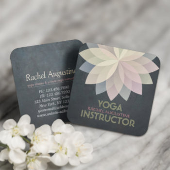 Yoga Studio Meditation Instructor Colorful Mandala Square Business Card by ReadyCardCard at Zazzle
