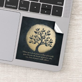 Yoga Studio Meditation Instructor Gold Tree Quotes Sticker by ReadyCardCard at Zazzle