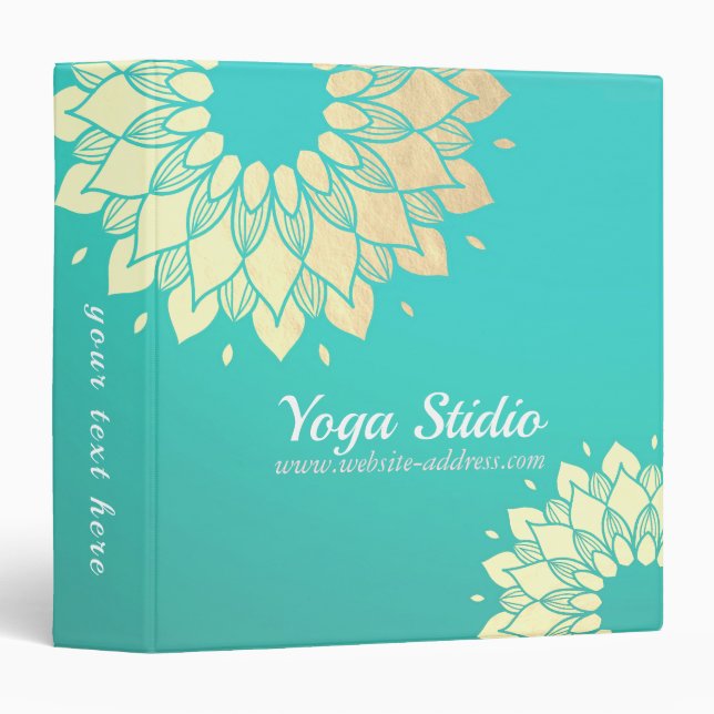 Yoga Studio Meditation Instructor Golden Mandala 3 Ring Binder (Front/Spine)