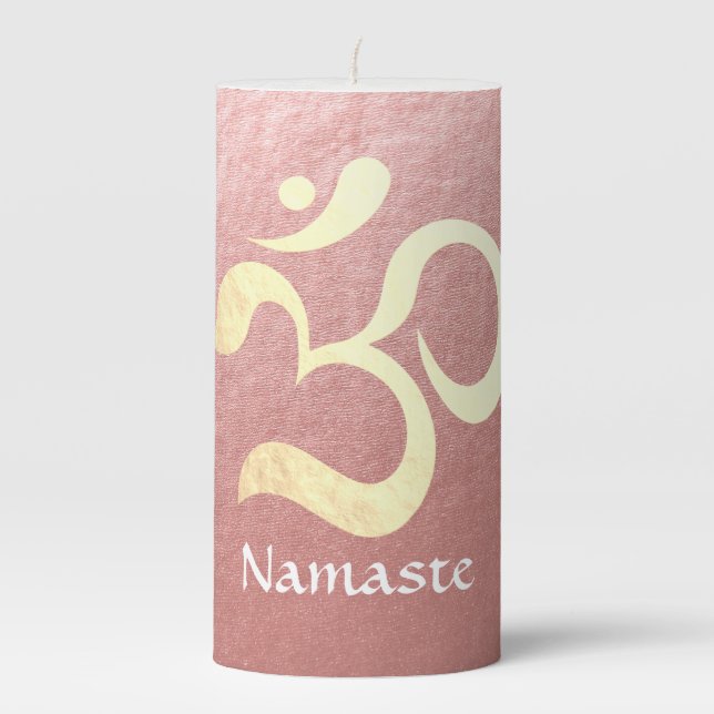 Yoga Studio Meditation Instructor Life Coach OM Pillar Candle (Front)