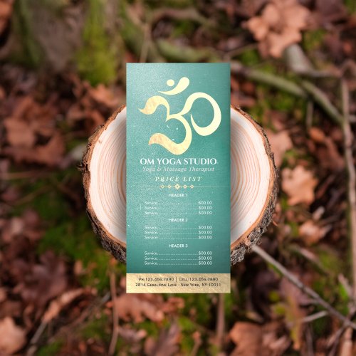 Yoga Studio Meditation Instructor Om Price List Rack Card