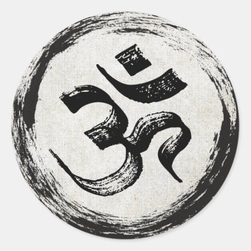 YOGA Studio Meditation Instructor OM  ZEN Symbols Classic Round Sticker