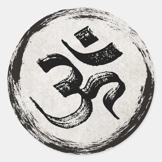 YOGA Studio Meditation Instructor OM & ZEN Symbols Classic Round Sticker (Front)