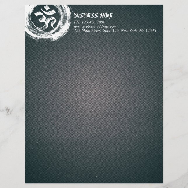 YOGA Studio Meditation Instructor OM & ZEN Symbols Letterhead (Front)