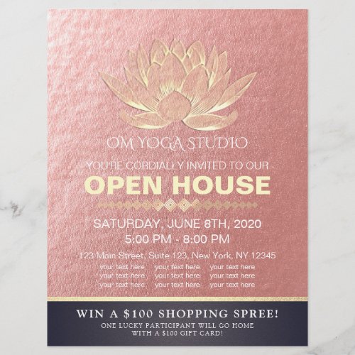 YOGA Studio Meditation Instructor Open House Lotus Flyer