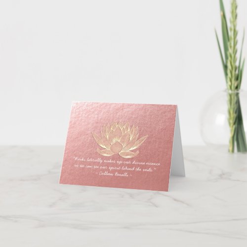 YOGA Studio Meditation Instructor Quote Gold Lotus Card