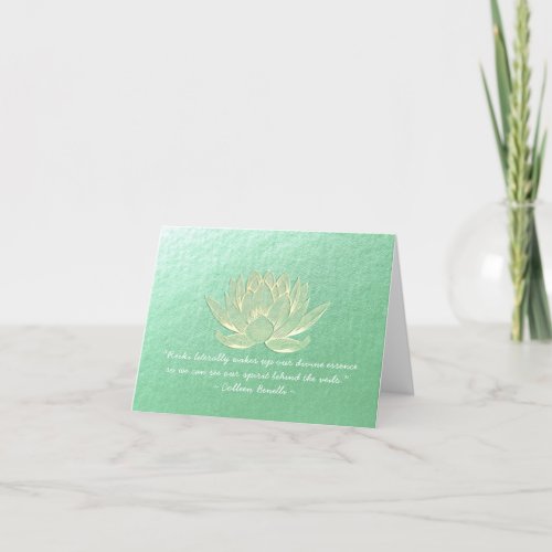 YOGA Studio Meditation Instructor Quote Gold Lotus Card