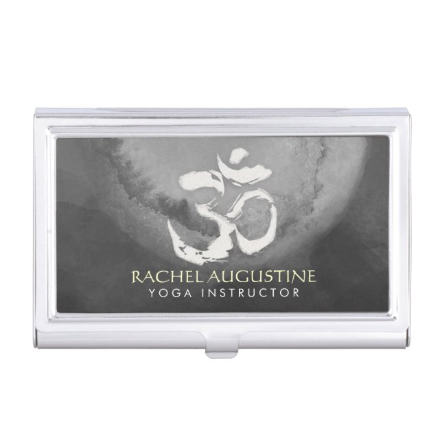 Yoga Studio Meditation Instructor Reiki Master OM Business Card Case (Front)