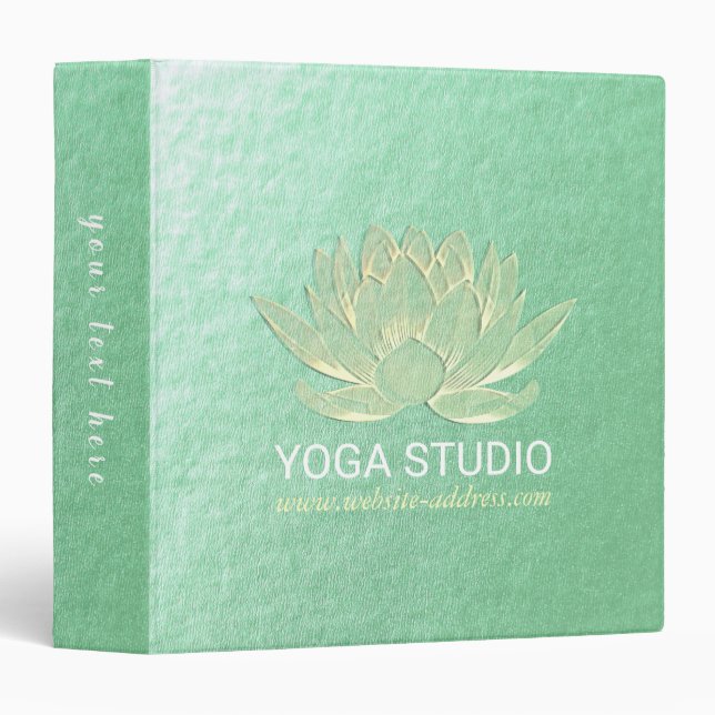 YOGA Studio Meditation Reiki Instructor Gold Lotus 3 Ring Binder (Front/Spine)