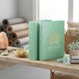 YOGA Studio Meditation Reiki Instructor Gold Lotus 3 Ring Binder