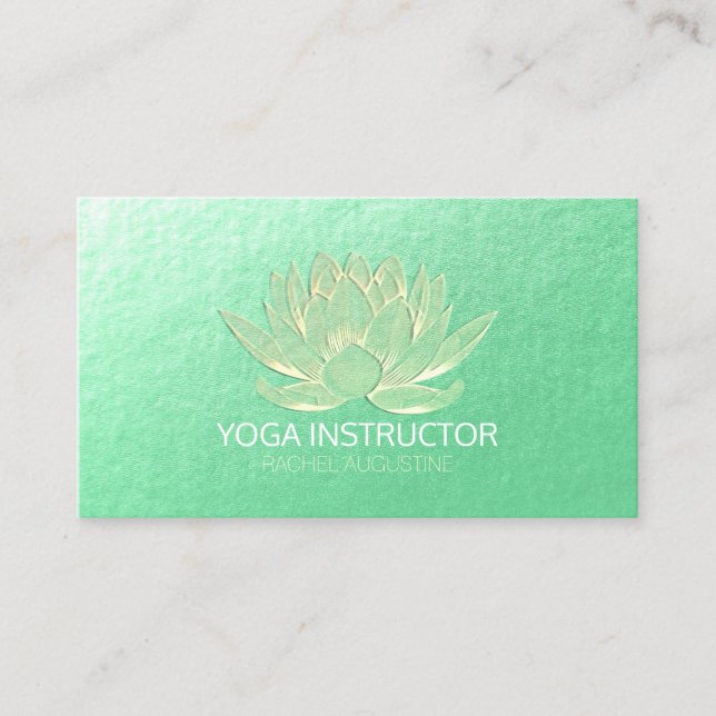 YOGA Studio Meditation Reiki Instructor Gold Lotus Appointment Card (Front)