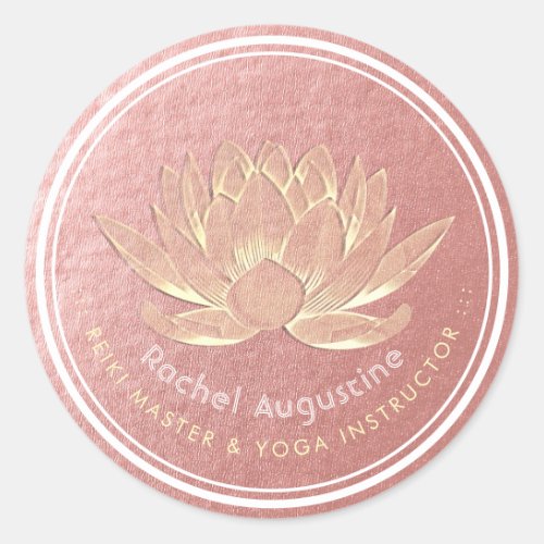 YOGA Studio Meditation Reiki Instructor Gold Lotus Classic Round Sticker