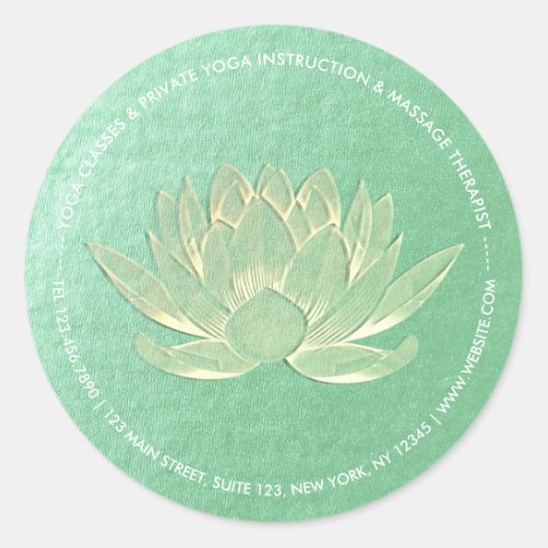 YOGA Studio Meditation Reiki Instructor Gold Lotus Classic Round Sticker