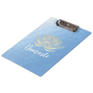 YOGA Studio Meditation Reiki Instructor Gold Lotus Clipboard
