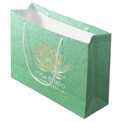 YOGA Studio Meditation Reiki Instructor Gold Lotus Large Gift Bag