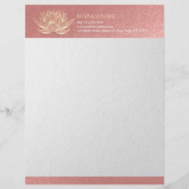 YOGA Studio Meditation Reiki Instructor Gold Lotus Letterhead (Front)