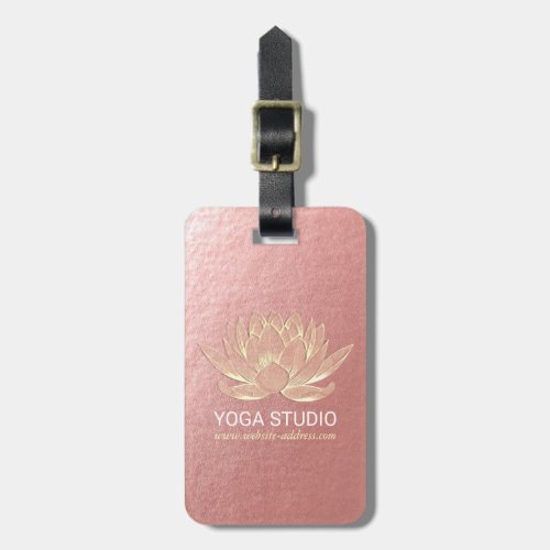 YOGA Studio Meditation Reiki Instructor Gold Lotus Luggage Tag
