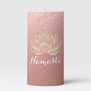 YOGA Studio Meditation Reiki Instructor Gold Lotus Pillar Candle