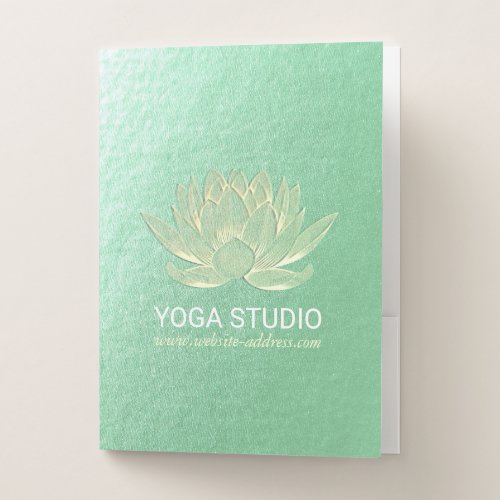 YOGA Studio Meditation Reiki Instructor Gold Lotus Pocket Folder