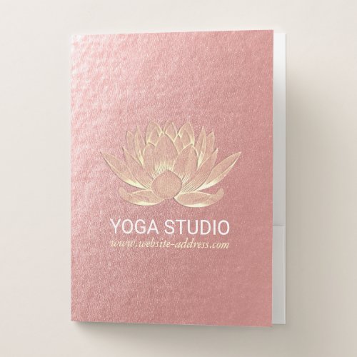 YOGA Studio Meditation Reiki Instructor Gold Lotus Pocket Folder