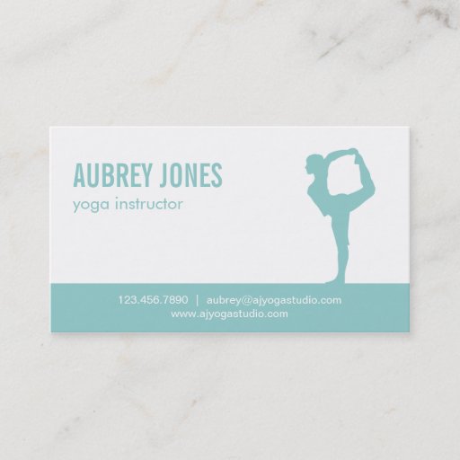 Customizable Yoga Studio Modern Business Card - Aqua